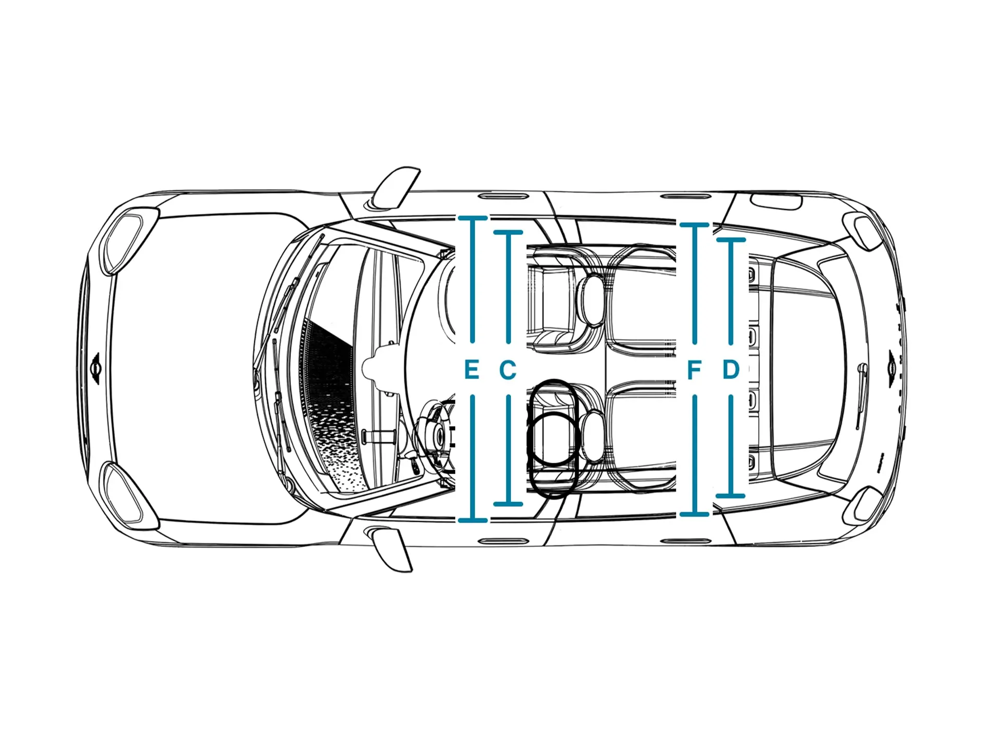 All-electric MINI Aceman - Dimensions Interior Top