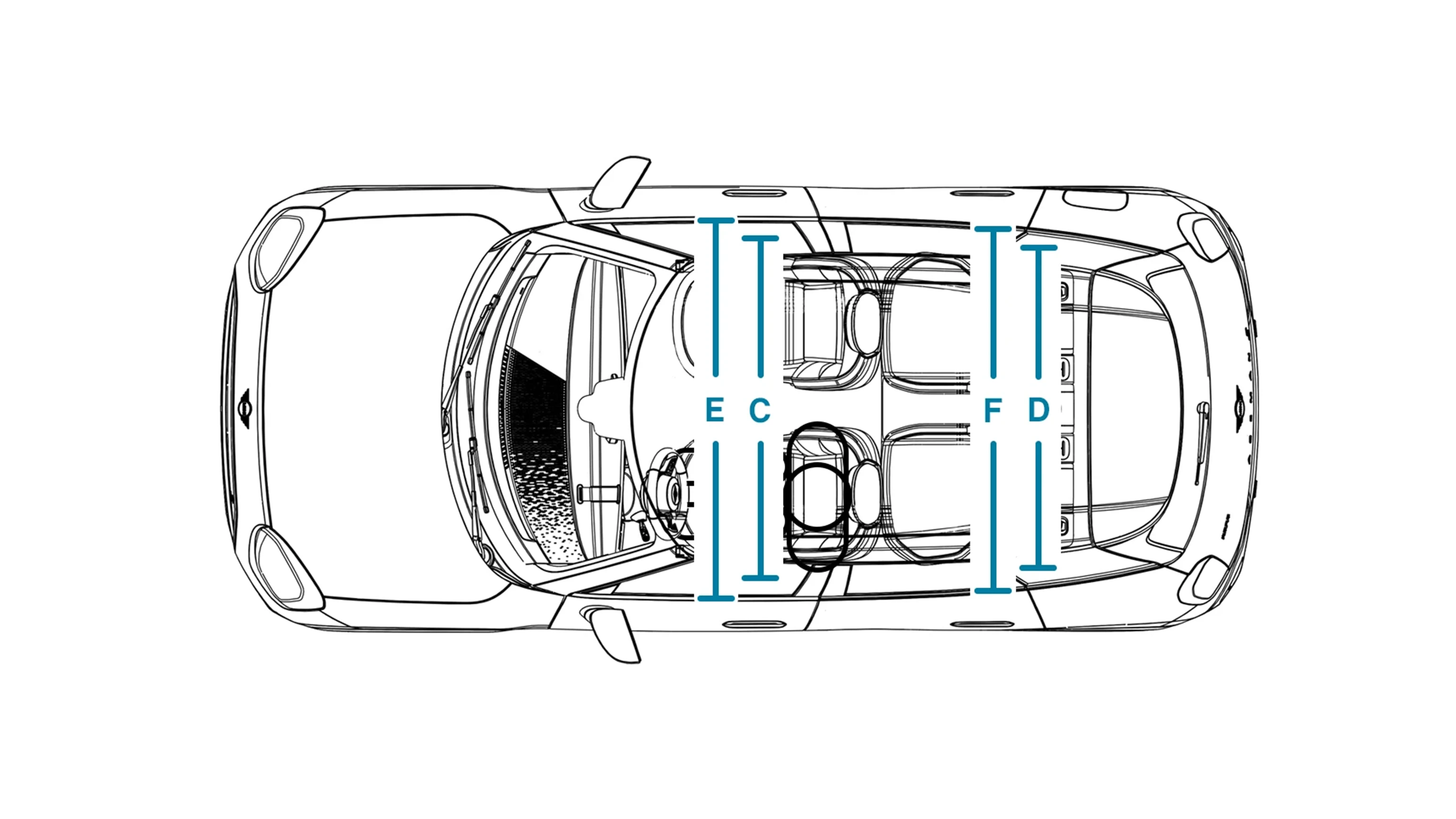 All-electric MINI Aceman - Dimensions Interior Top