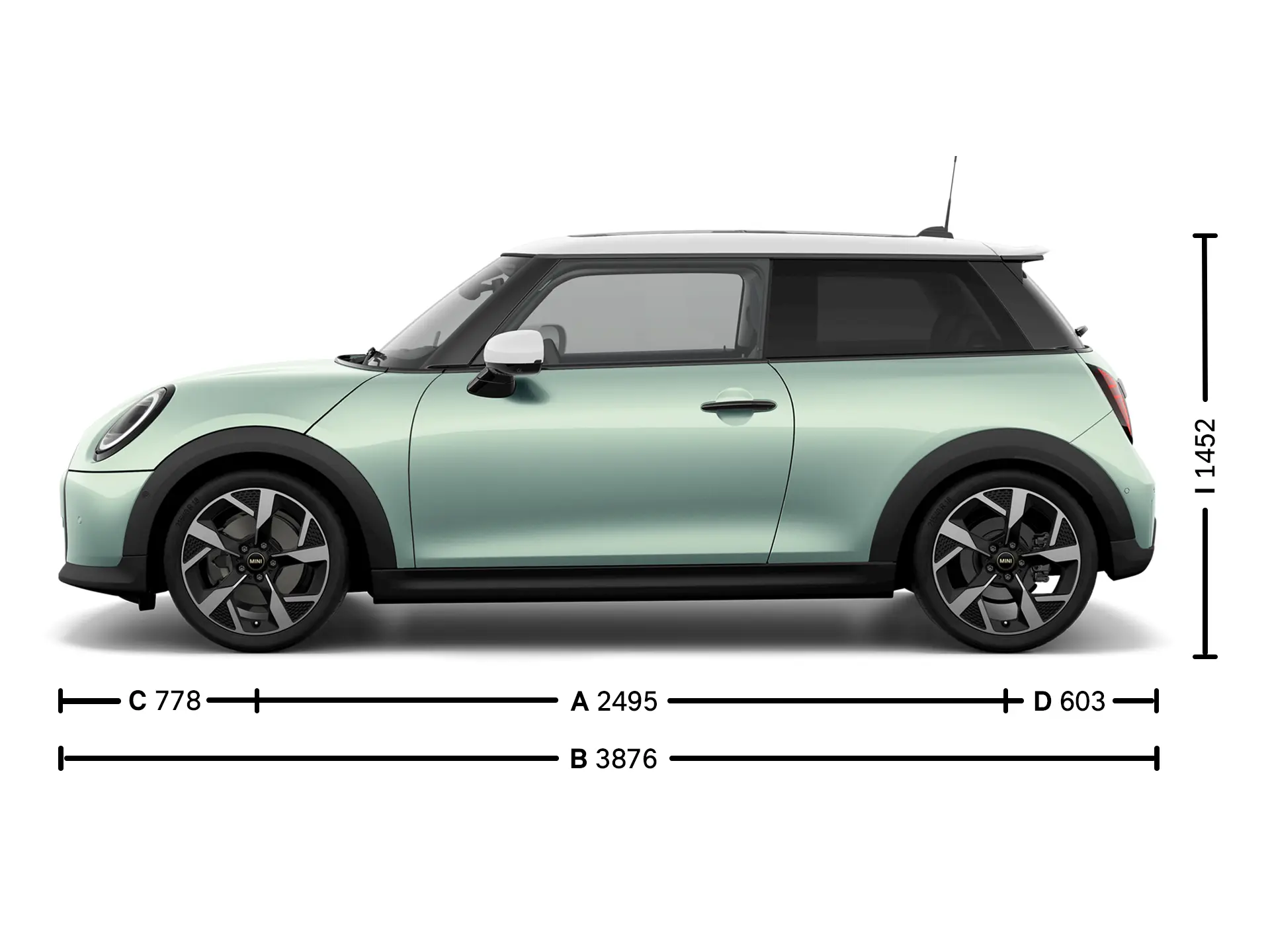 MINI Cooper 3-Door - Dimensions Side