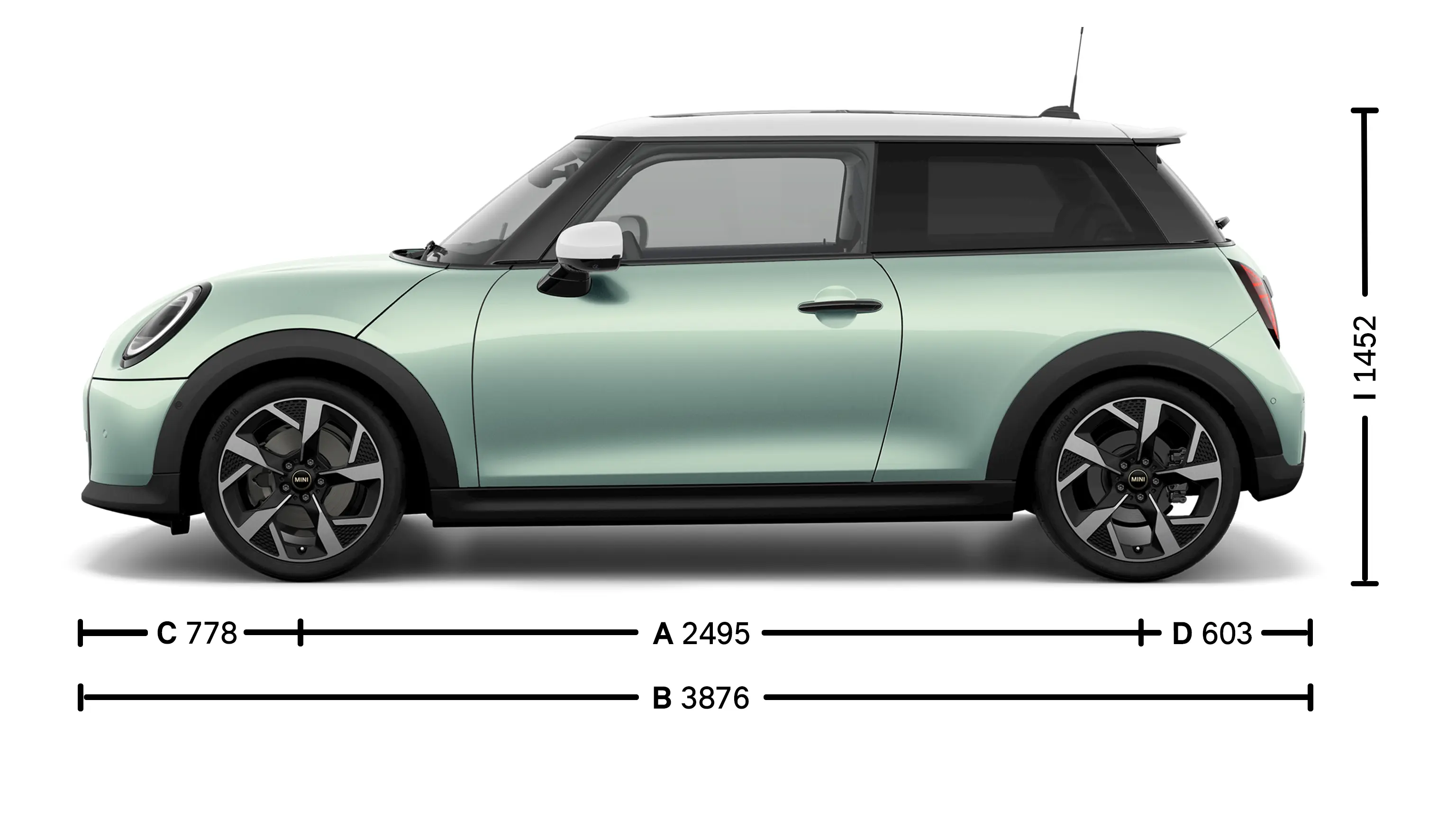 MINI Cooper 3-Door - Dimensions Side