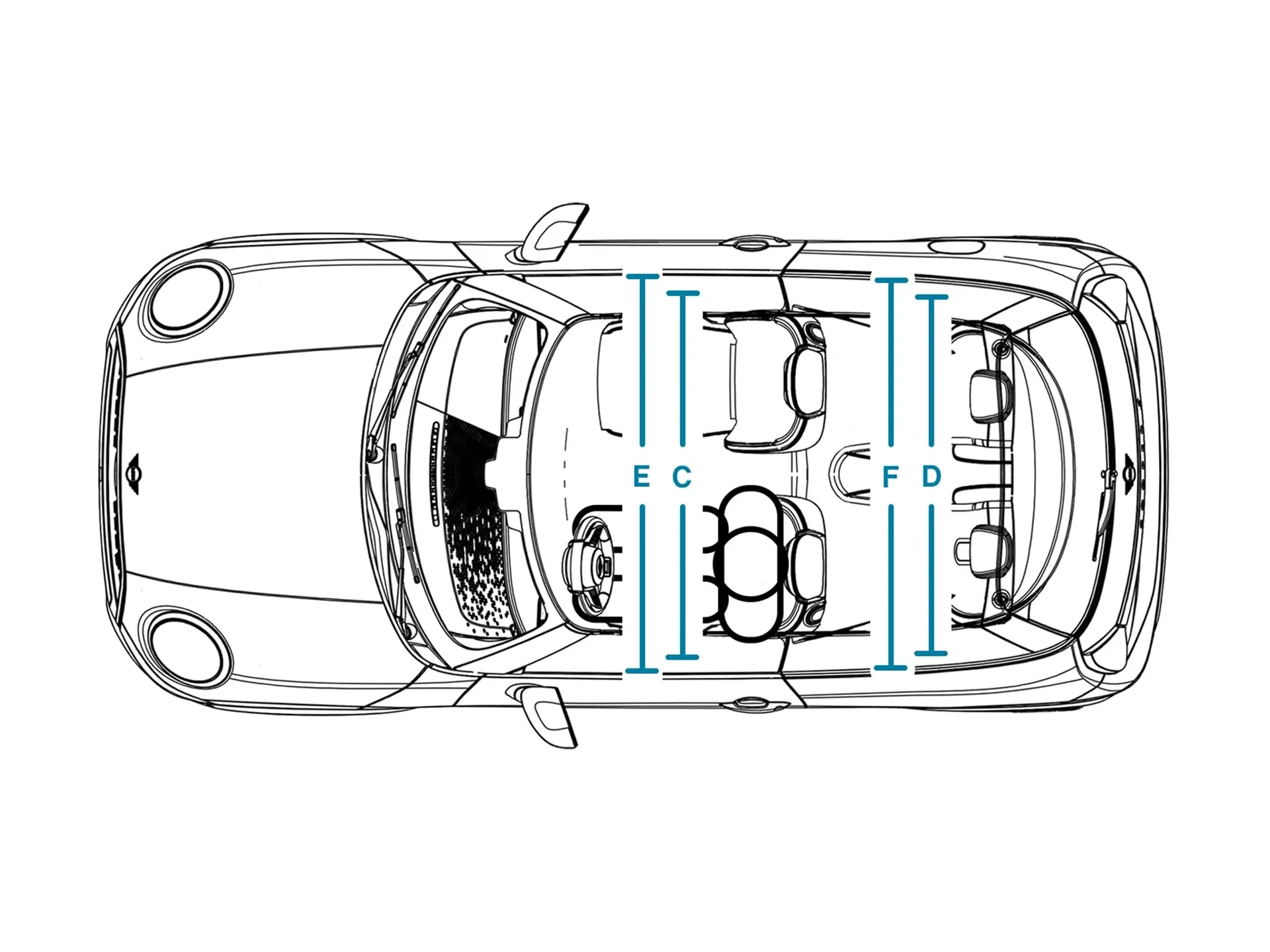 MINI Cooper 3-Door - Dimensions Interior Top