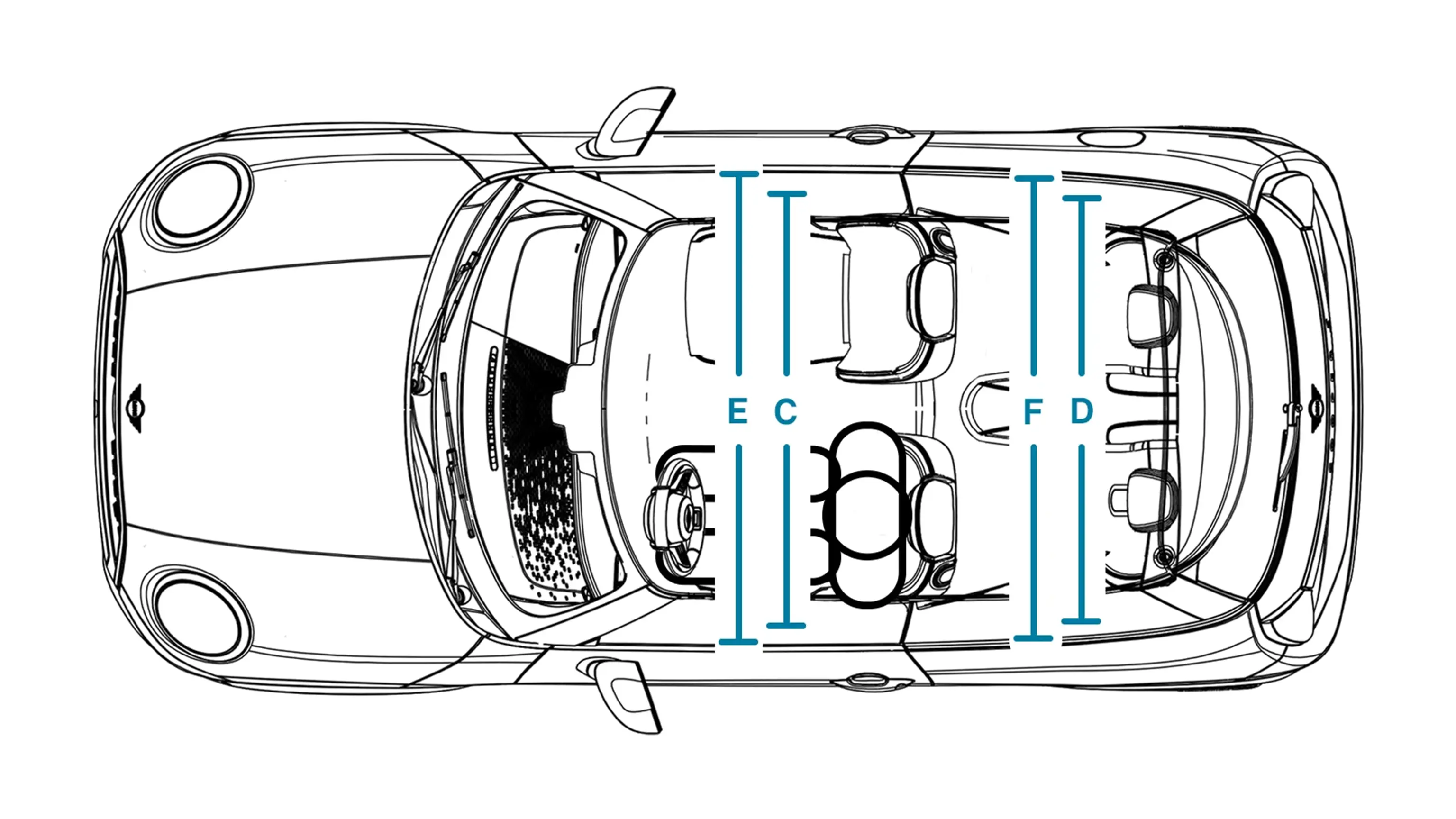 MINI Cooper 3-Door - Dimensions Interior Top