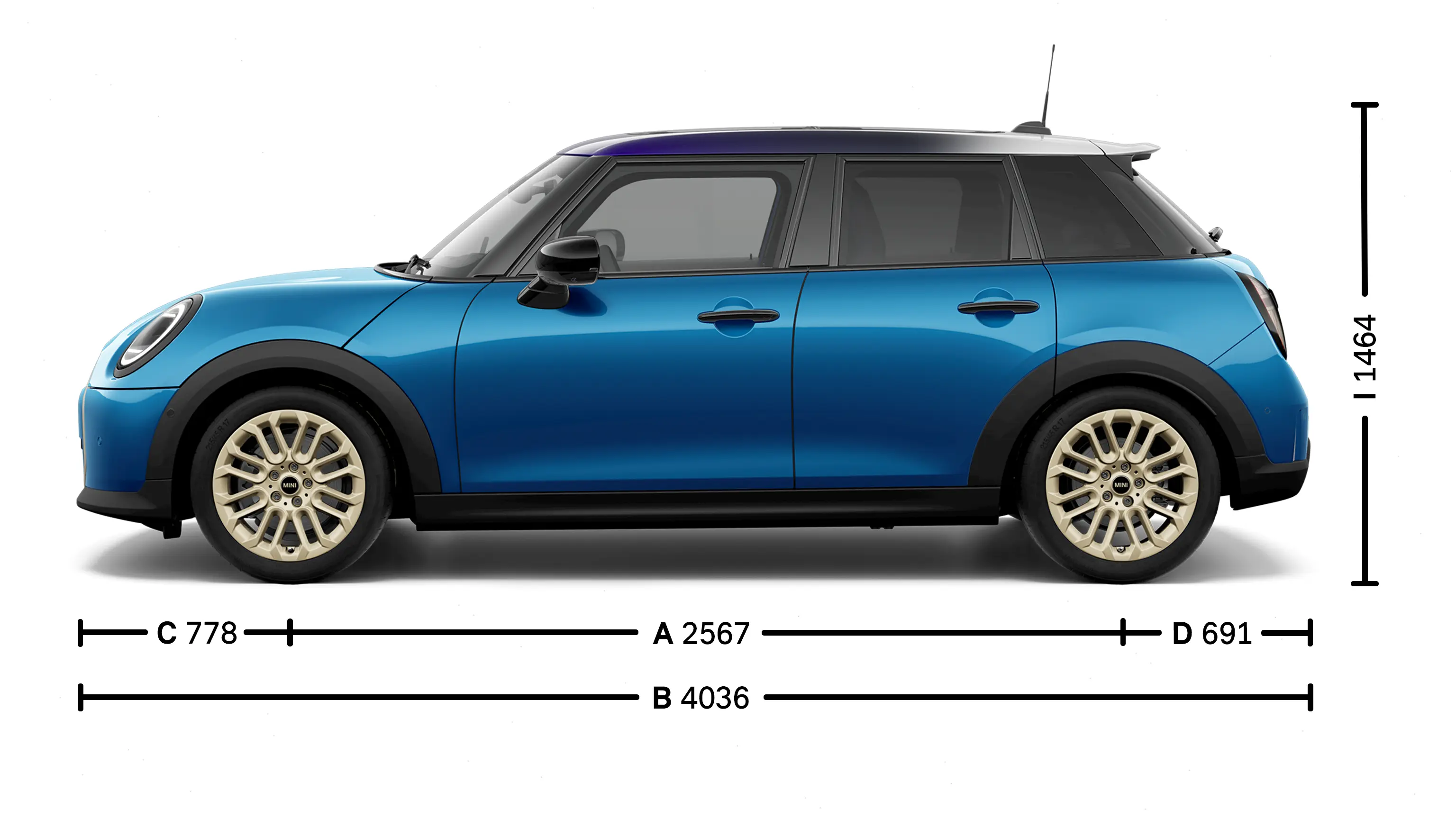 MINI Cooper 5-Door - Dimensions Side