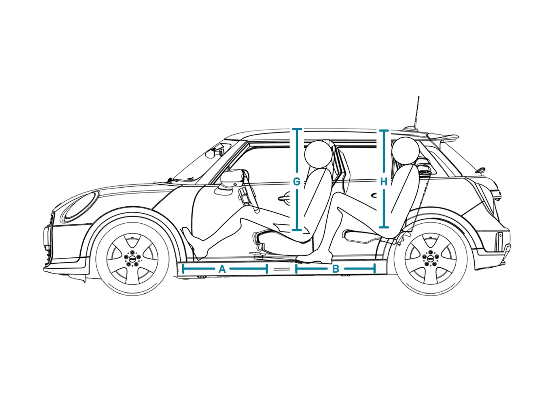 MINI Cooper 5-Door - Dimensions Interior Side