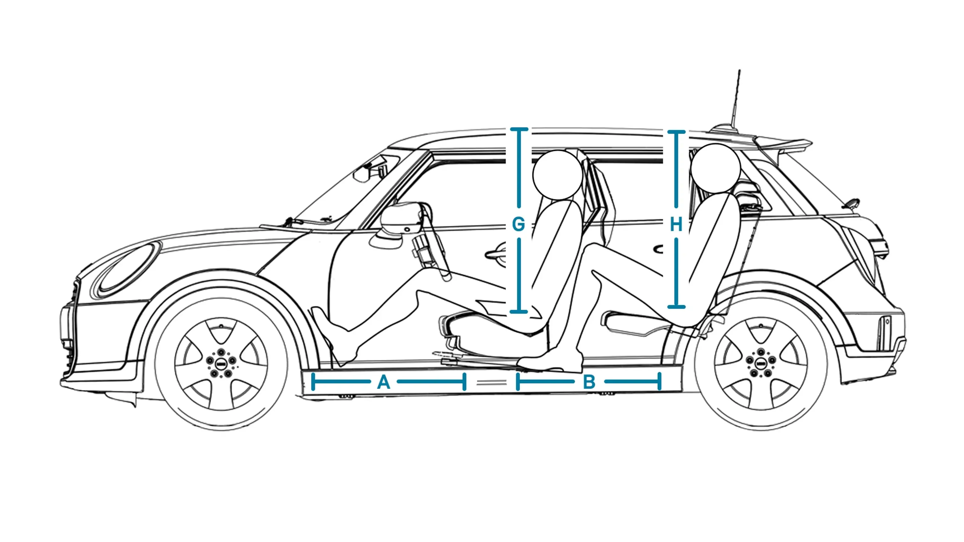 MINI Cooper 5-Door - Dimensions Interior Side