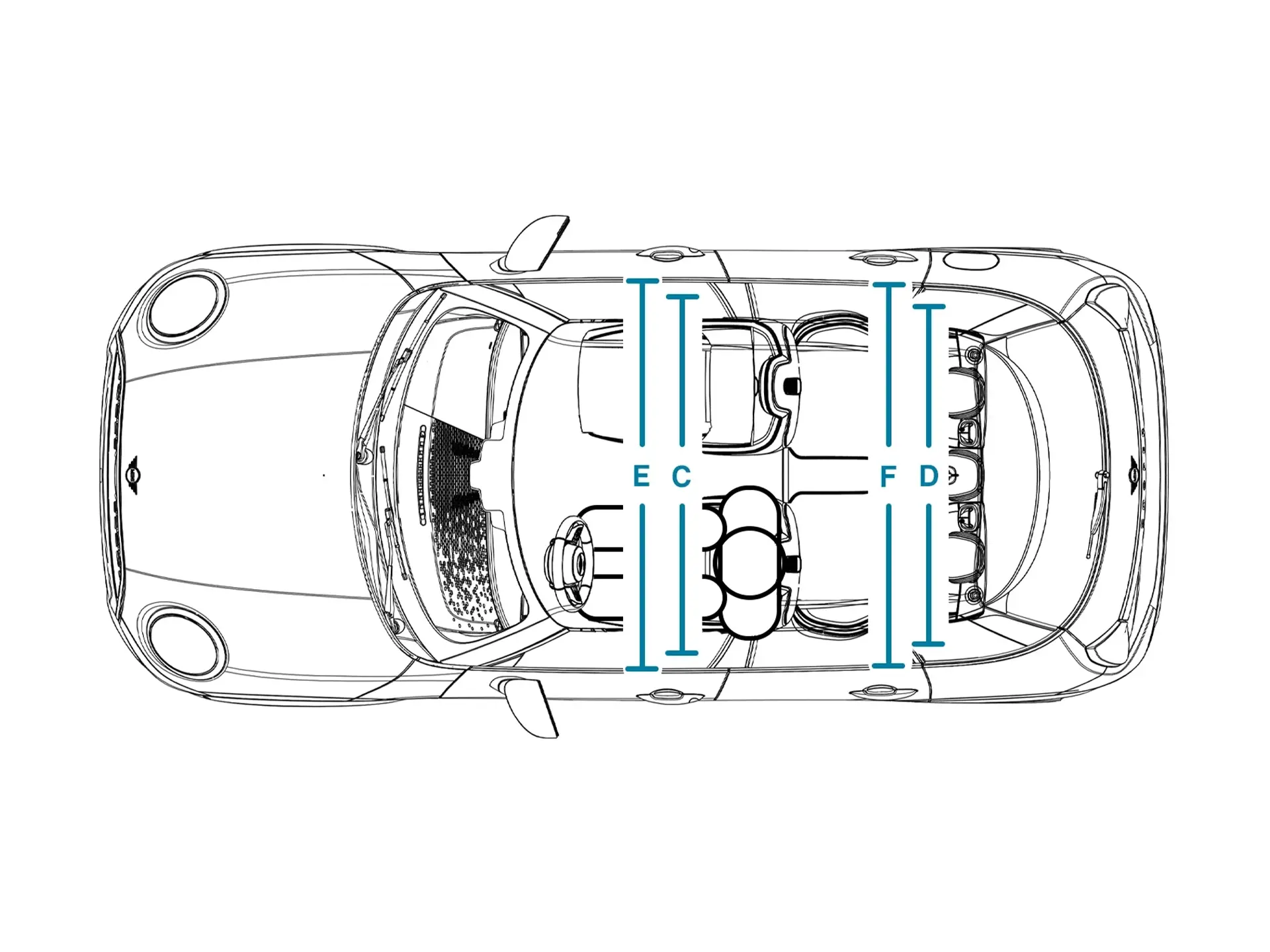 MINI Cooper 5-Door - Dimensions Interior Top