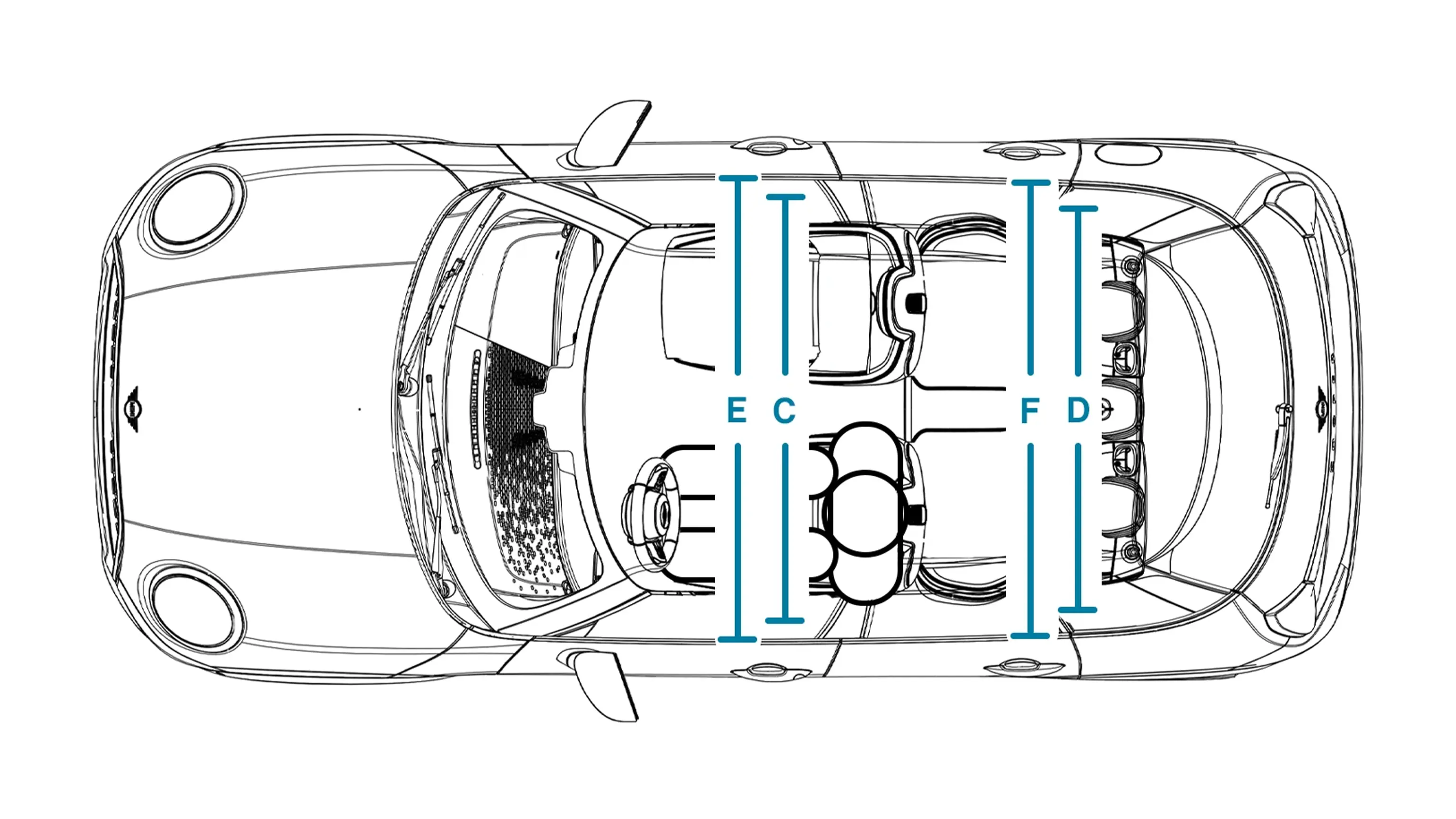 MINI Cooper 5-Door - Dimensions Interior Top