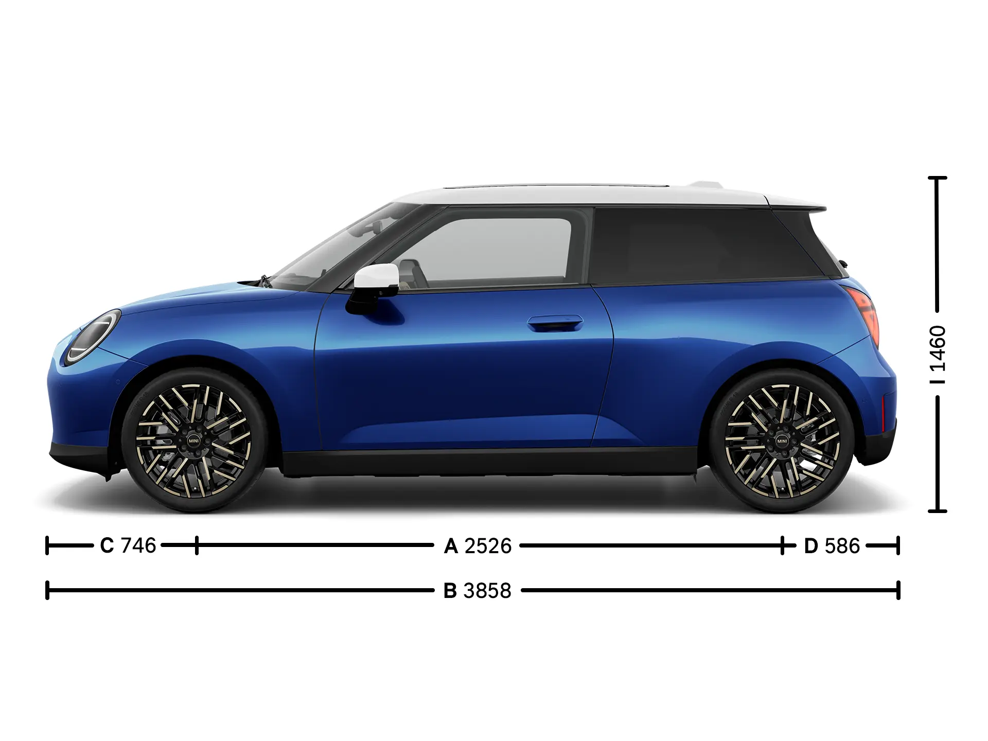 All-electric MINI Cooper Dimensions Side