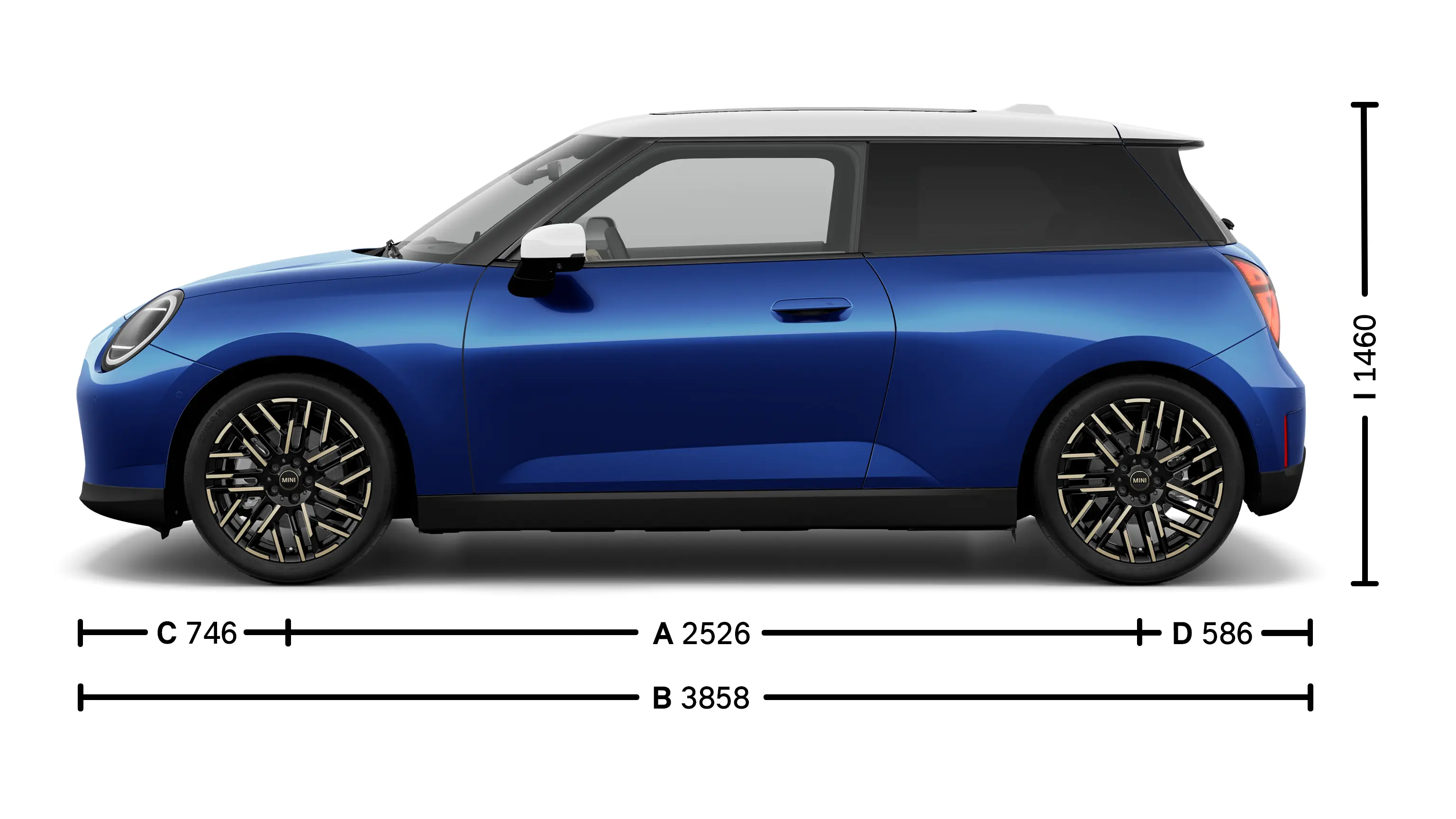 All-electric MINI Cooper Dimensions Side