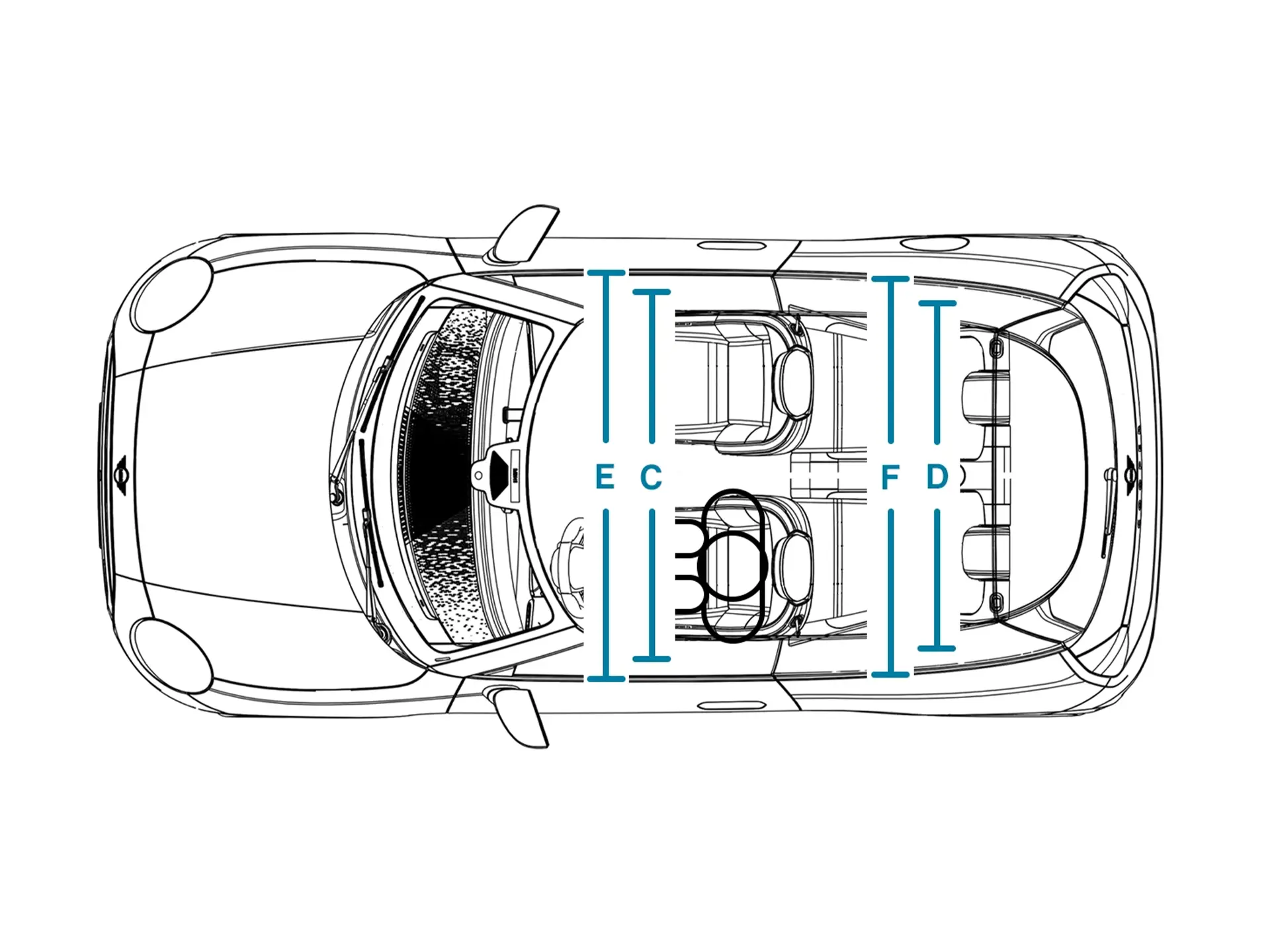 All-electric MINI Cooper - Dimensions Interior Top