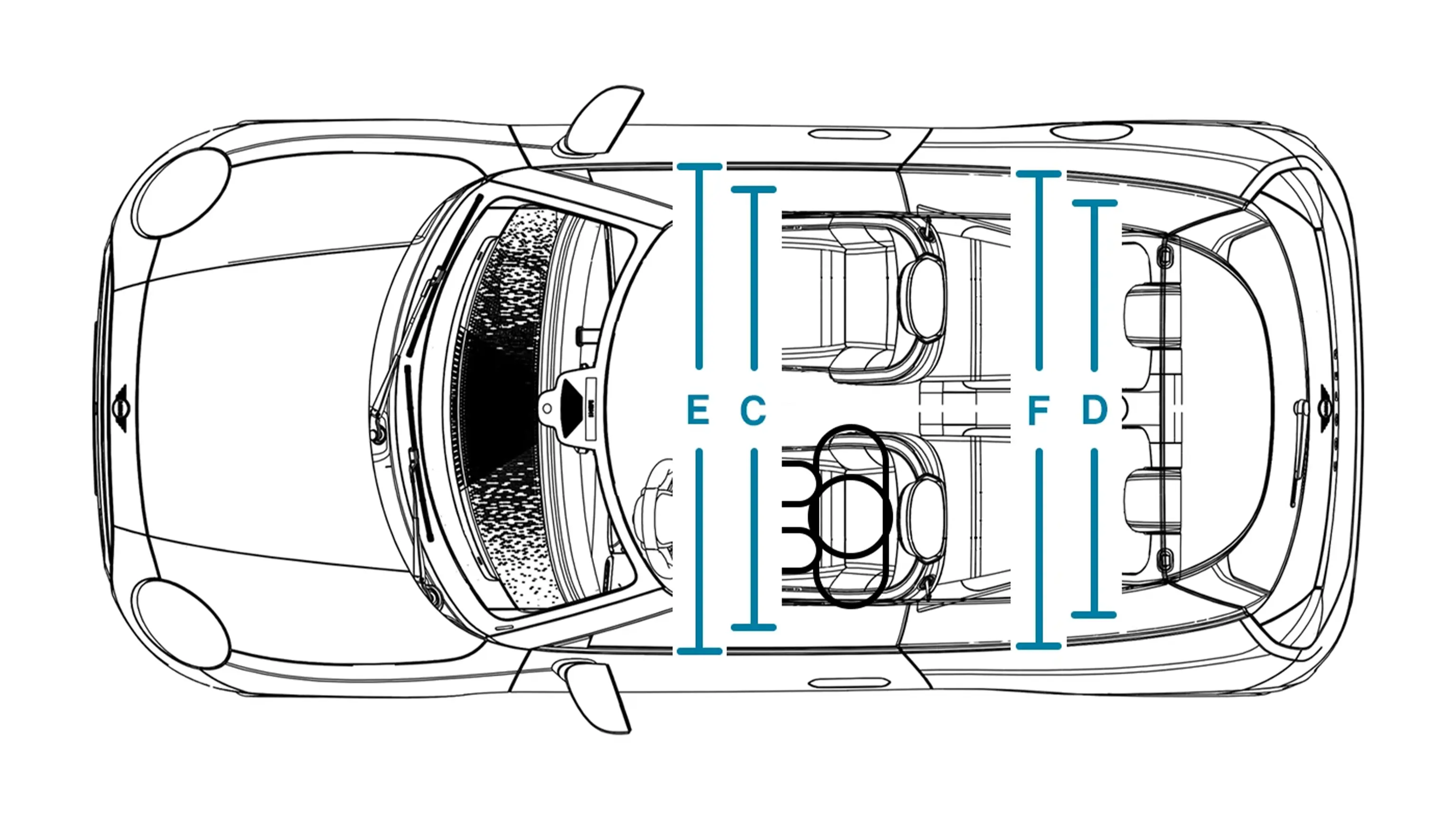 All-electric MINI Cooper - Dimensions Interior Top