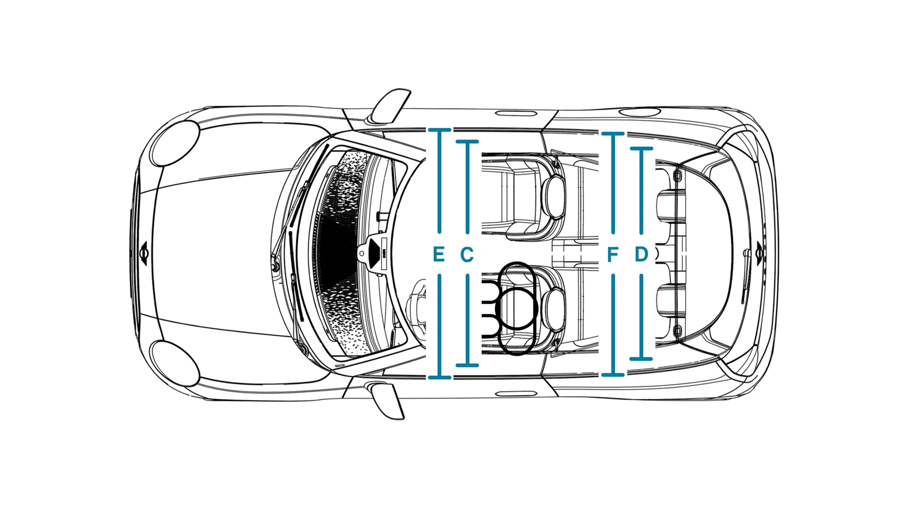 All-electric MINI Cooper - Dimensions Interior Top