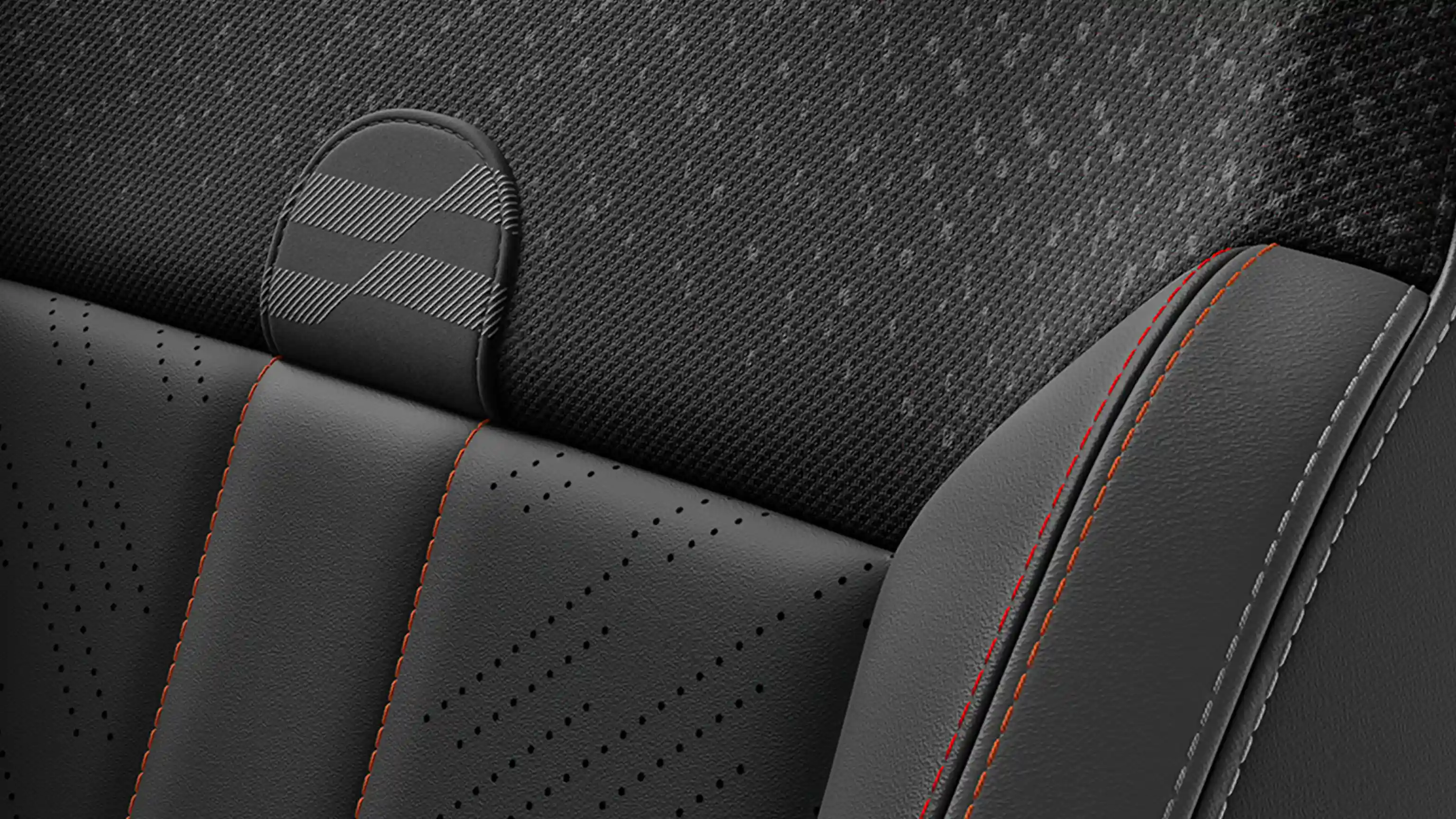 View of the MINI Cooper Convertible Sport style seats in JCW Black Vescin/Knit