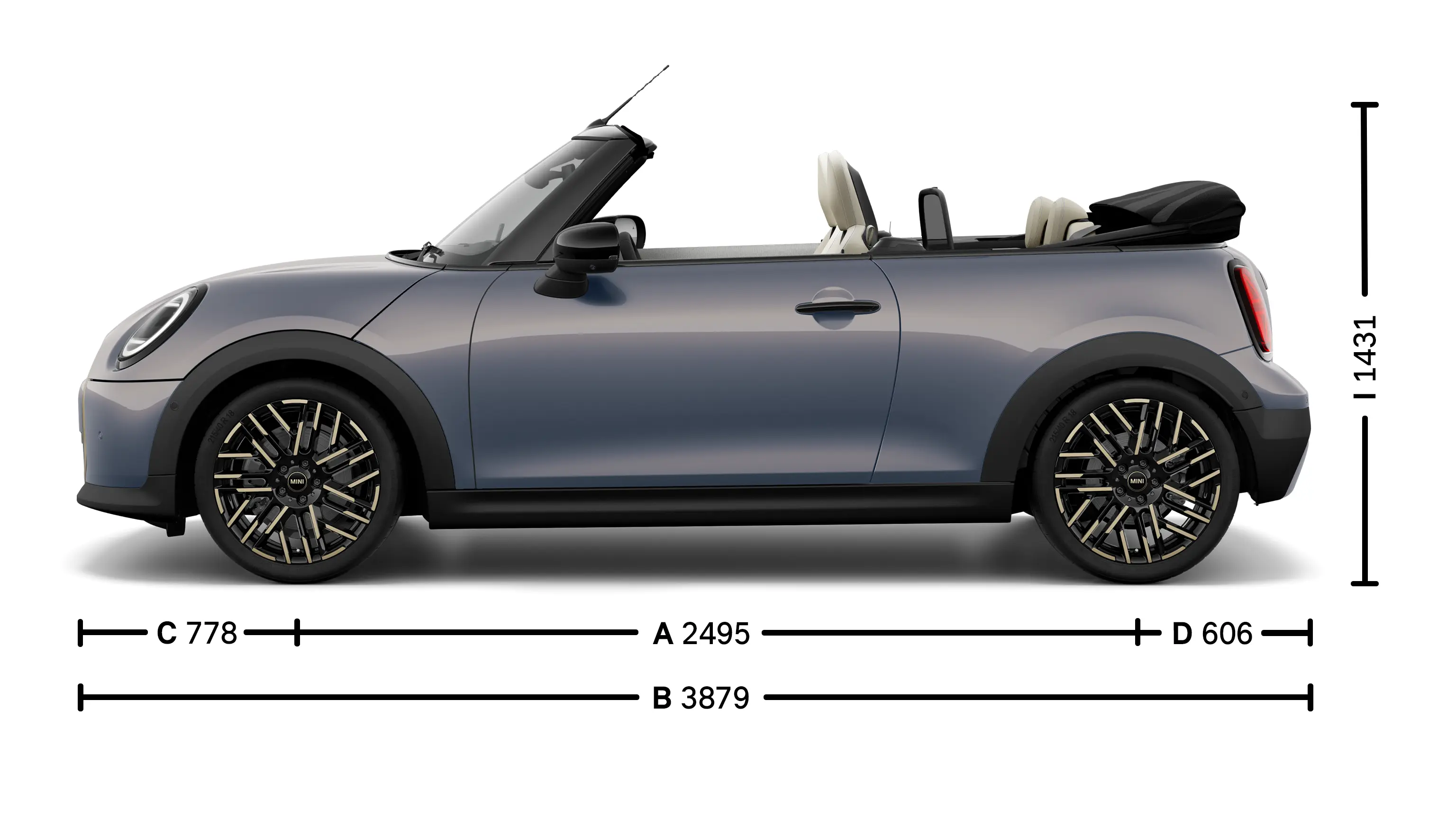 MINI Cooper Convertible - Dimensions Side