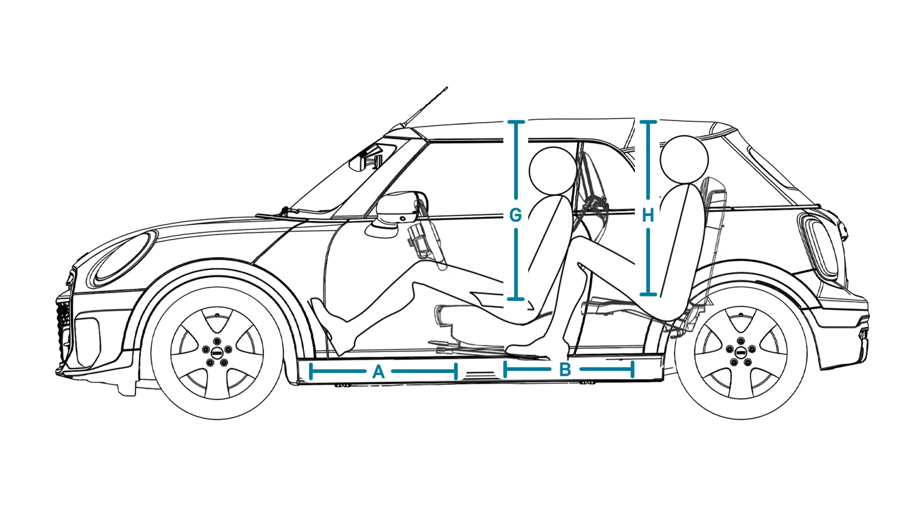 MINI Cooper Convertible - Dimensions Interior Side