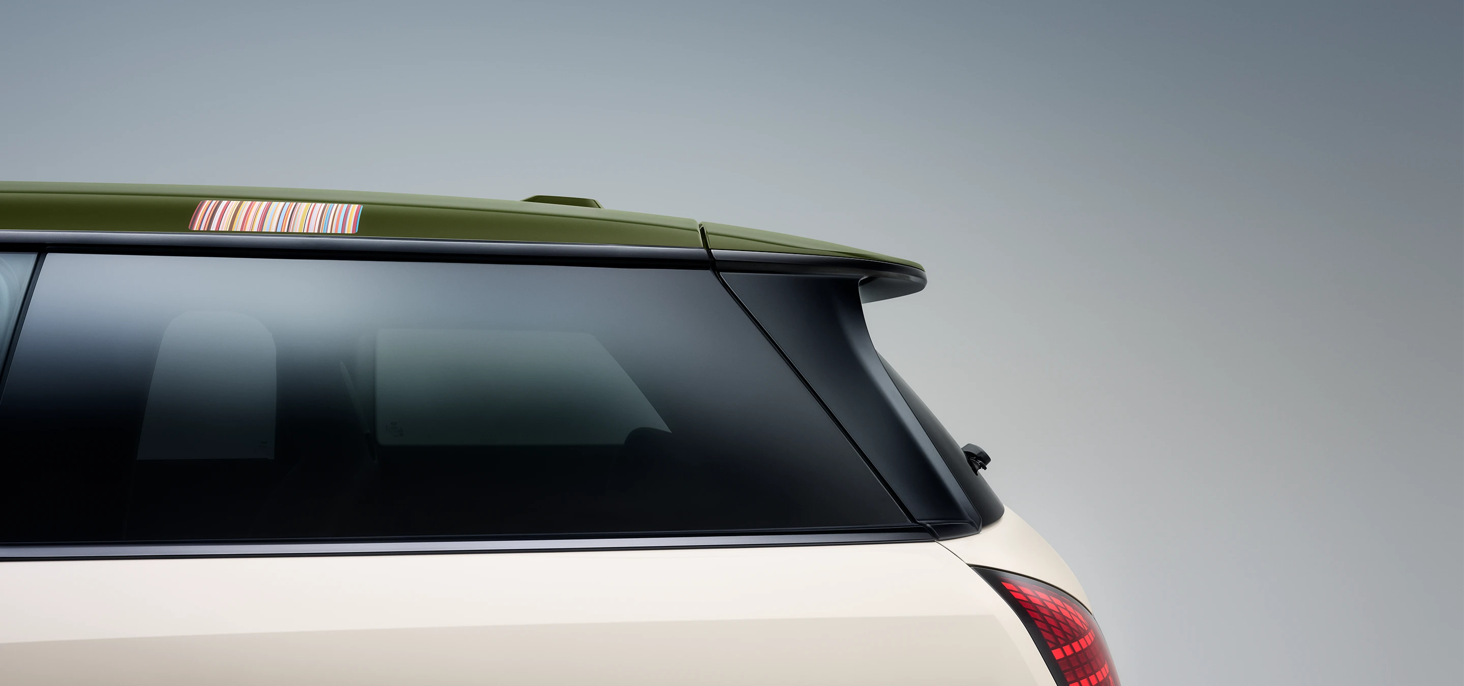 Side close view of the MINI Paul Smith Contrast Roof in Nottingham Green