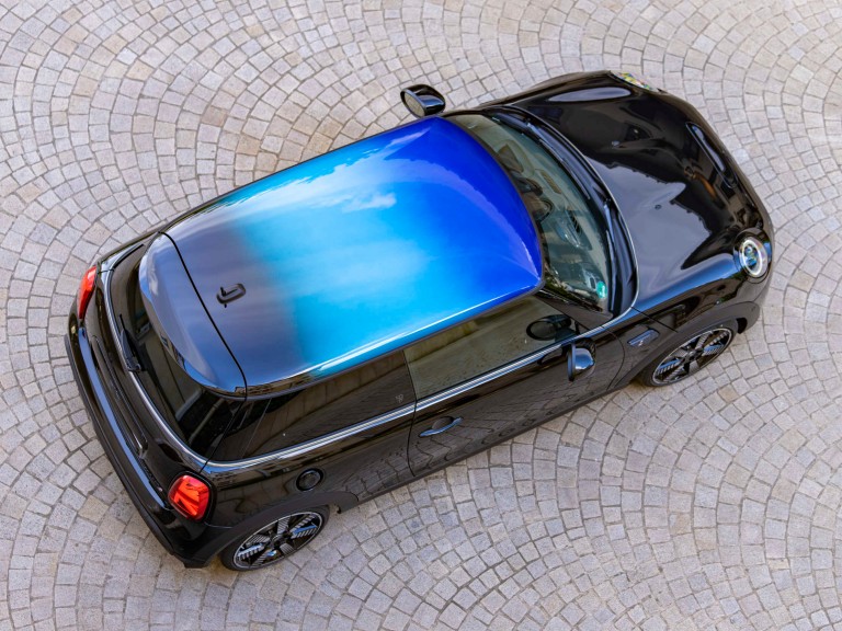 Multitone blue roof black 3 door hatch