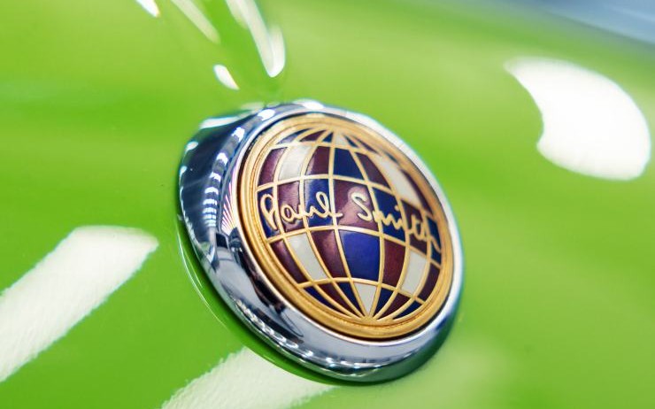 A close-up of the Mini Paul Smith’s front and emblem