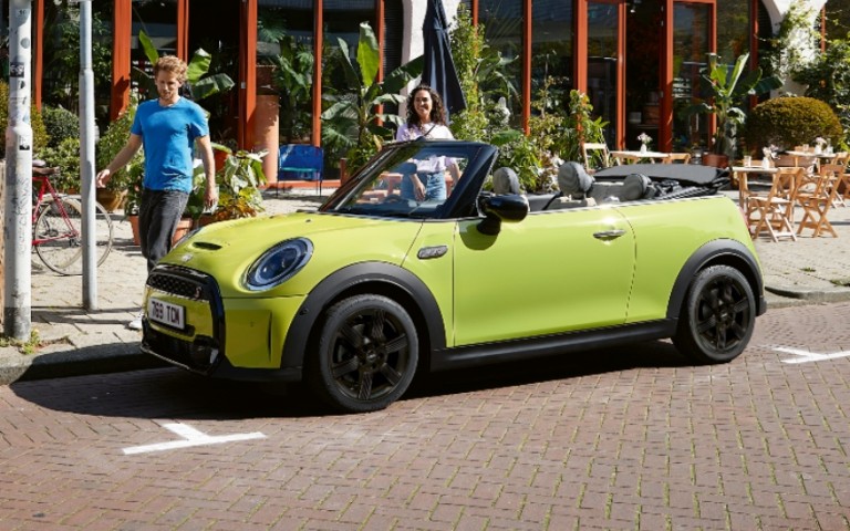 mini convertible yellow side