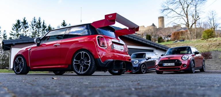 Group of 3 MINI cars in the parking lot