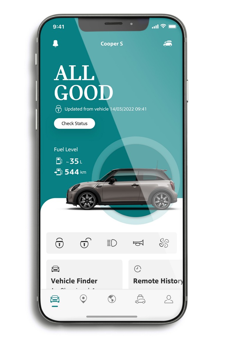 mini connected – mini app – vehicle tab